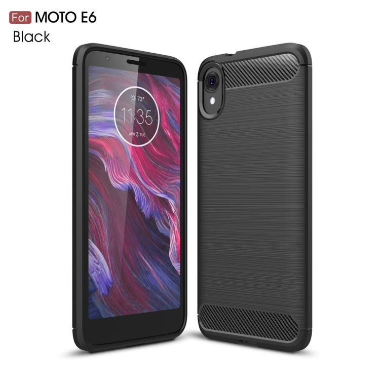 Brushed Texture Carbon Fiber TPU Case for MOTO E6(Black)