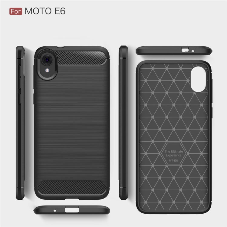 Brushed Texture Carbon Fiber TPU Case for MOTO E6(Black)