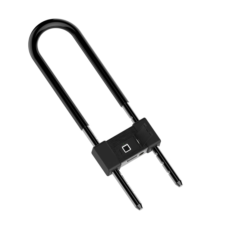 L12 Glass Door Lock Handle Fingerprint Key Burglar Double Door Extension u Lock Lock Store Office Lock(Black)