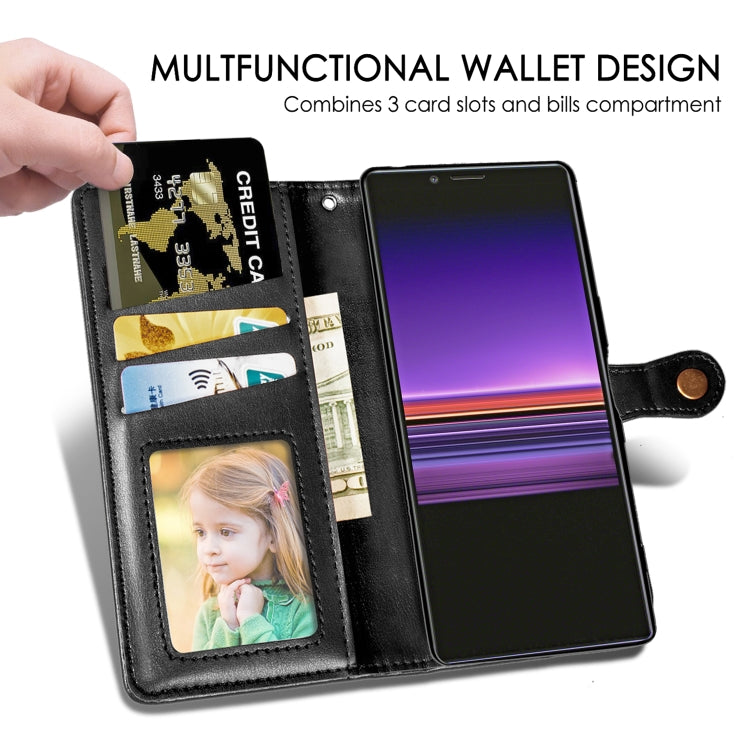 Retro Solid Color Leather Buckle Mobile Phone Protection Leather Case with Lanyard & Photo Frame & Card Slot & Wallet & Bracket Function for Sony Xperia XZ4