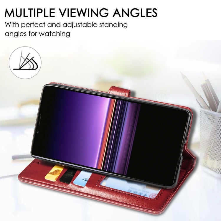 Retro Solid Color Leather Buckle Mobile Phone Protection Leather Case with Lanyard & Photo Frame & Card Slot & Wallet & Bracket Function for Sony Xperia XZ4