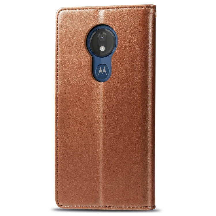 Retro Solid Color Leather Buckle Mobile Phone Protection Leather Case with Lanyard & Photo Frame & Card Slot & Wallet & Bracket Function for Motorola Moto G7 Play