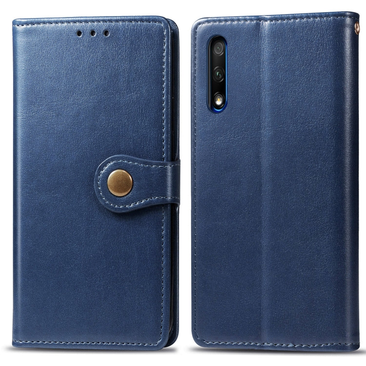 Retro Solid Color Leather Buckle Mobile Phone Protection Leather Case with Lanyard & Photo Frame & Card Slot & Wallet & Bracket Function for Huawei Honor 9X