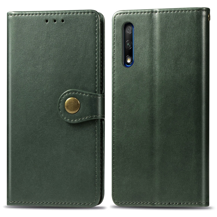 Retro Solid Color Leather Buckle Mobile Phone Protection Leather Case with Lanyard & Photo Frame & Card Slot & Wallet & Bracket Function for Huawei Honor 9X