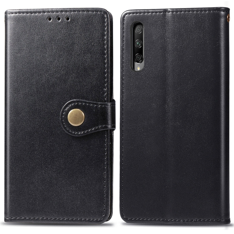 Retro Solid Color Leather Buckle Mobile Phone Protection Leather Case with Lanyard & Photo Frame & Card Slot & Wallet & Bracket Function for Huawei Honor 9X Pro