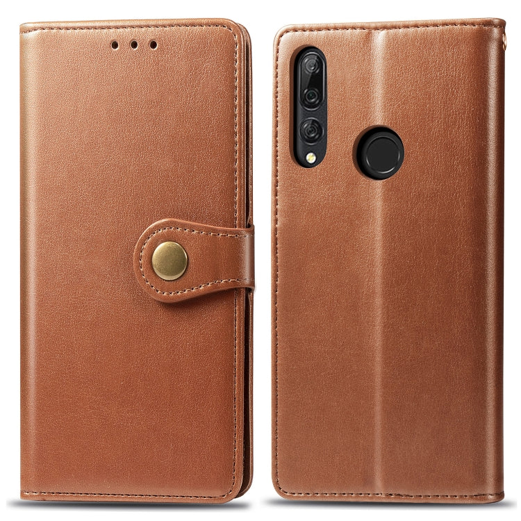Retro Solid Color Leather Buckle Mobile Phone Protection Leather Case with Lanyard & Photo Frame & Card Slot & Wallet & Bracket Function for Huawei Y9 Prime 2019