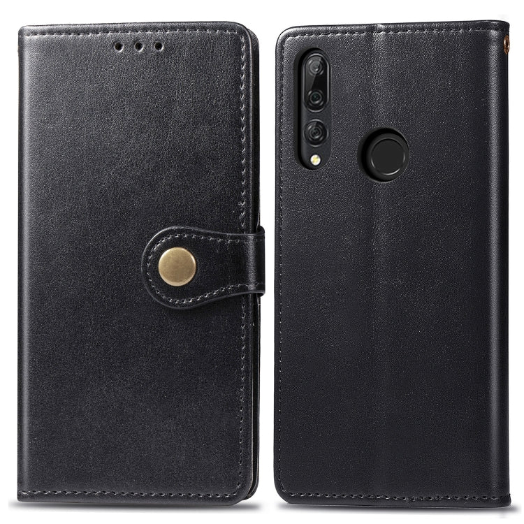 Retro Solid Color Leather Buckle Mobile Phone Protection Leather Case with Lanyard & Photo Frame & Card Slot & Wallet & Bracket Function for Huawei Y9 Prime 2019