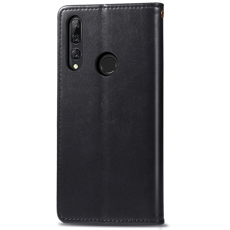 Retro Solid Color Leather Buckle Mobile Phone Protection Leather Case with Lanyard & Photo Frame & Card Slot & Wallet & Bracket Function for Huawei Y9 Prime 2019