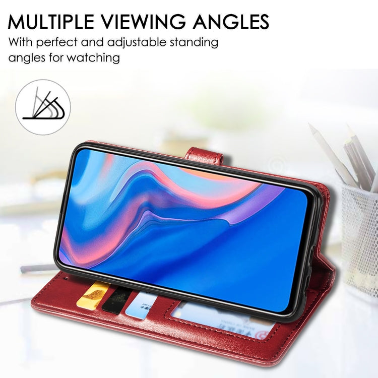 Retro Solid Color Leather Buckle Mobile Phone Protection Leather Case with Lanyard & Photo Frame & Card Slot & Wallet & Bracket Function for Huawei Y9 Prime 2019