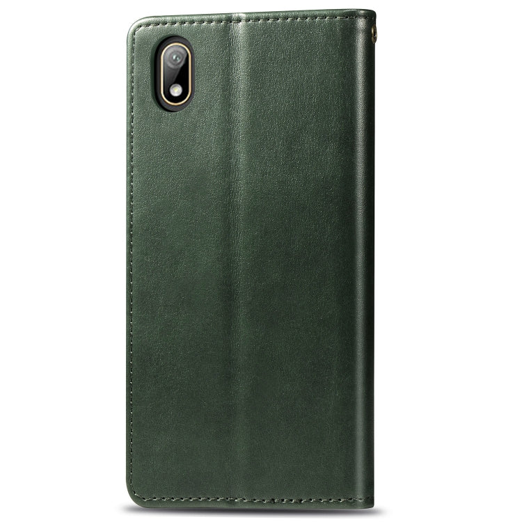 Retro Solid Color Leather Buckle Mobile Phone Protection Leather Case with Lanyard & Photo Frame & Card Slot & Wallet & Bracket Function for Huawei Y5 2019