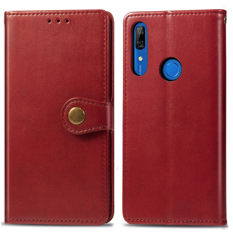 Retro Solid Color Leather Buckle Mobile Phone Protection Leather Case with Lanyard & Photo Frame & Card Slot & Wallet & Bracket Function for Huawei P Smart Z