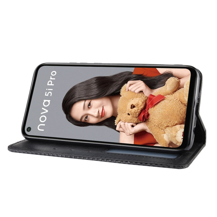 Magnetic Buckle Retro Crazy Horse Texture Horizontal Flip Leather Case for Huawei Nova 5i Pro / Mate 30 Lite, with Holder & Card Slots & Photo Frame