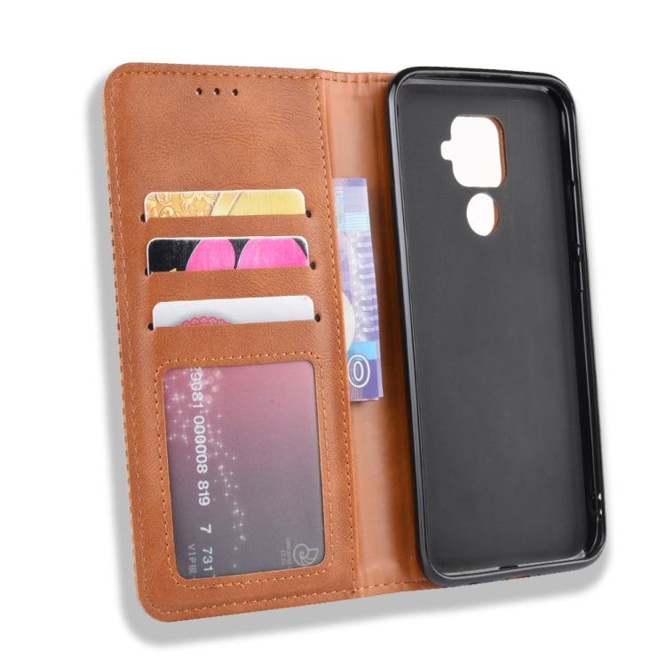 Magnetic Buckle Retro Crazy Horse Texture Horizontal Flip Leather Case for Huawei Nova 5i Pro / Mate 30 Lite, with Holder & Card Slots & Photo Frame