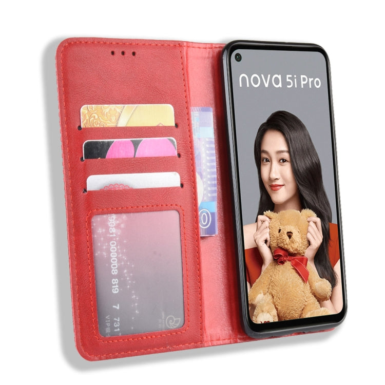 Magnetic Buckle Retro Crazy Horse Texture Horizontal Flip Leather Case for Huawei Nova 5i Pro / Mate 30 Lite, with Holder & Card Slots & Photo Frame