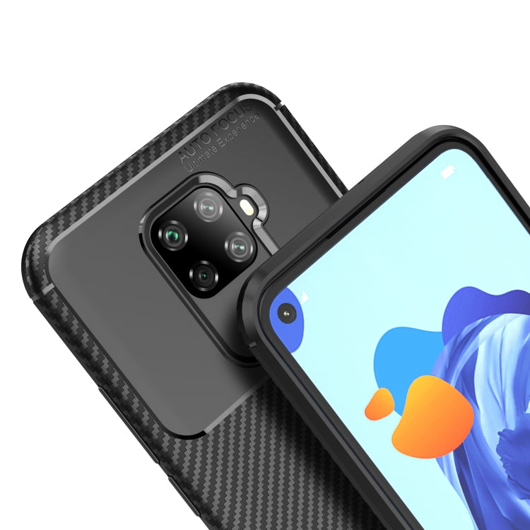 Carbon Fiber Texture Shockproof TPU Case for Huawei Nova 5i Pro(Brown)