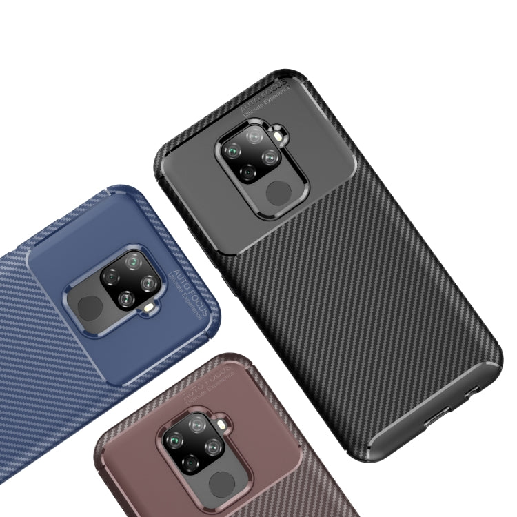 Carbon Fiber Texture Shockproof TPU Case for Huawei Nova 5i Pro(Brown)