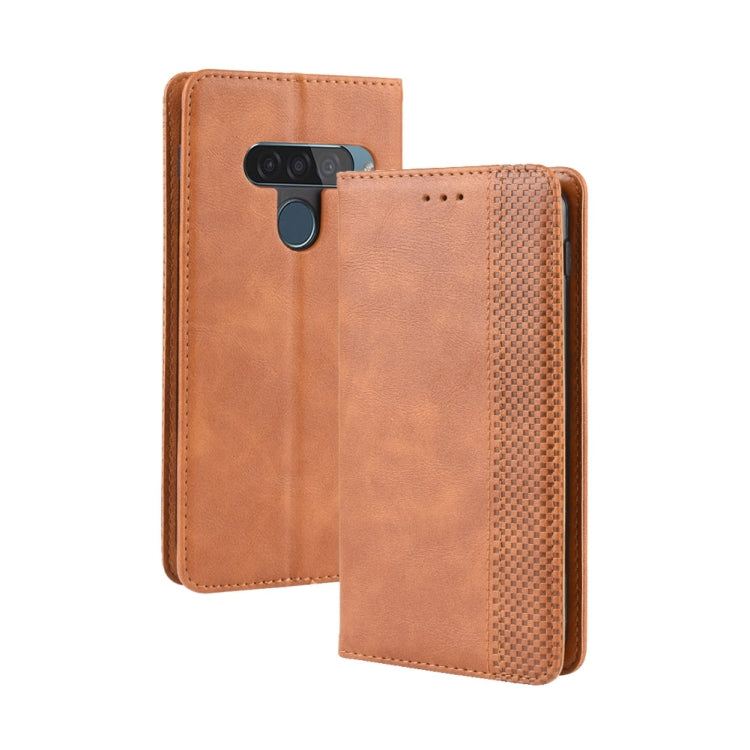 Magnetic Buckle Retro Crazy Horse Texture Horizontal Flip Leather Case for LG G8S ThinQ, with Holder & Card Slots & Photo Frame