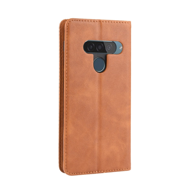 Magnetic Buckle Retro Crazy Horse Texture Horizontal Flip Leather Case for LG G8S ThinQ, with Holder & Card Slots & Photo Frame