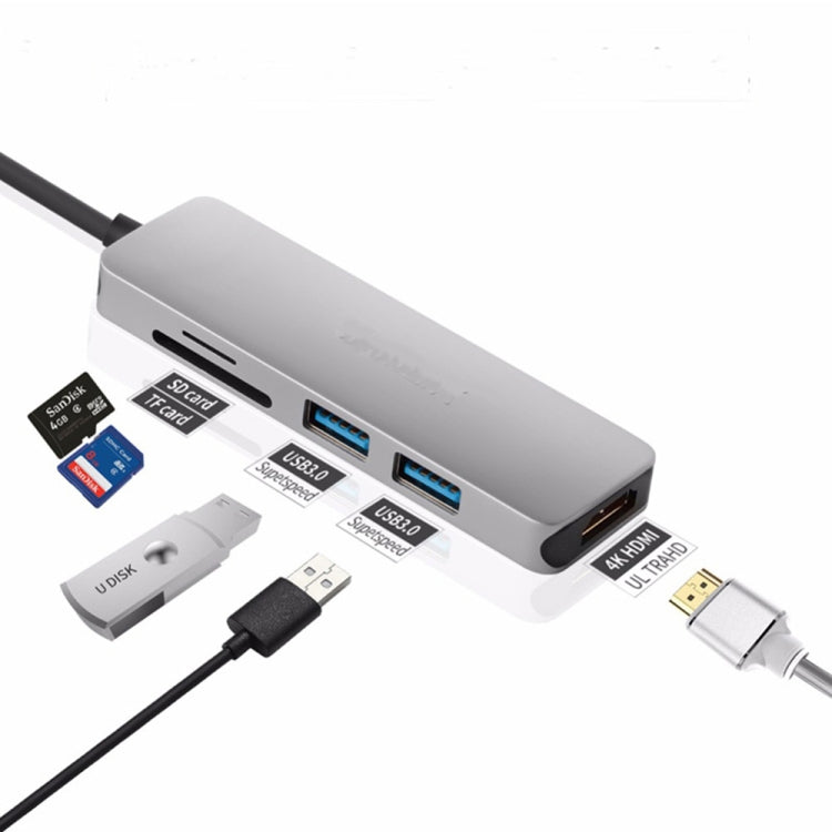 Type-C Type C Hub USB C USB3.1 Hub with HDMI 5 in 1 Combo Hub with 2 USB3.0 Ports SD TF Card Reader USB adapater