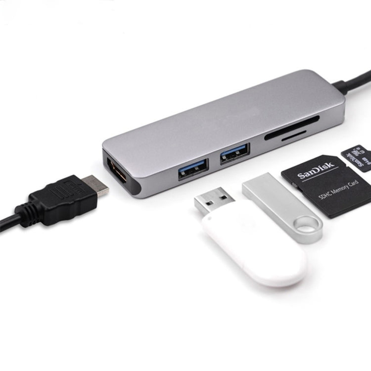 Type-C Type C Hub USB C USB3.1 Hub with HDMI 5 in 1 Combo Hub with 2 USB3.0 Ports SD TF Card Reader USB adapater