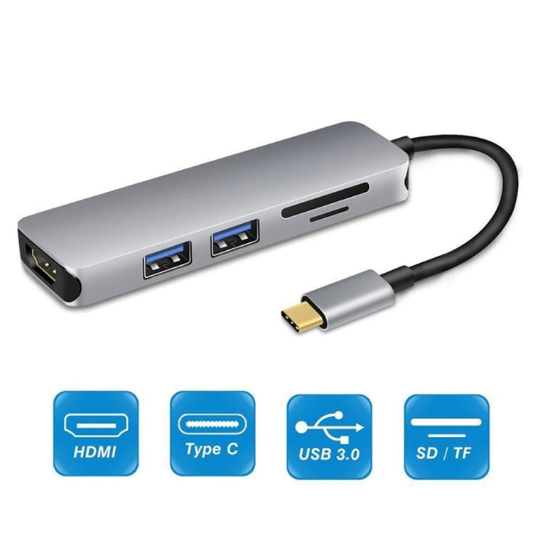 Type-C Type C Hub USB C USB3.1 Hub with HDMI 5 in 1 Combo Hub with 2 USB3.0 Ports SD TF Card Reader USB adapater