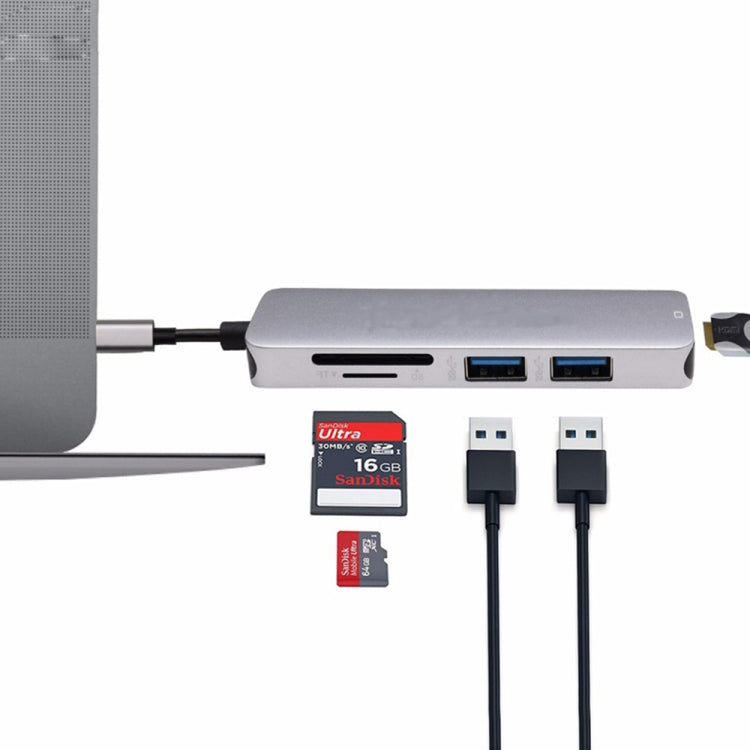 Type-C Type C Hub USB C USB3.1 Hub with HDMI 5 in 1 Combo Hub with 2 USB3.0 Ports SD TF Card Reader USB adapater