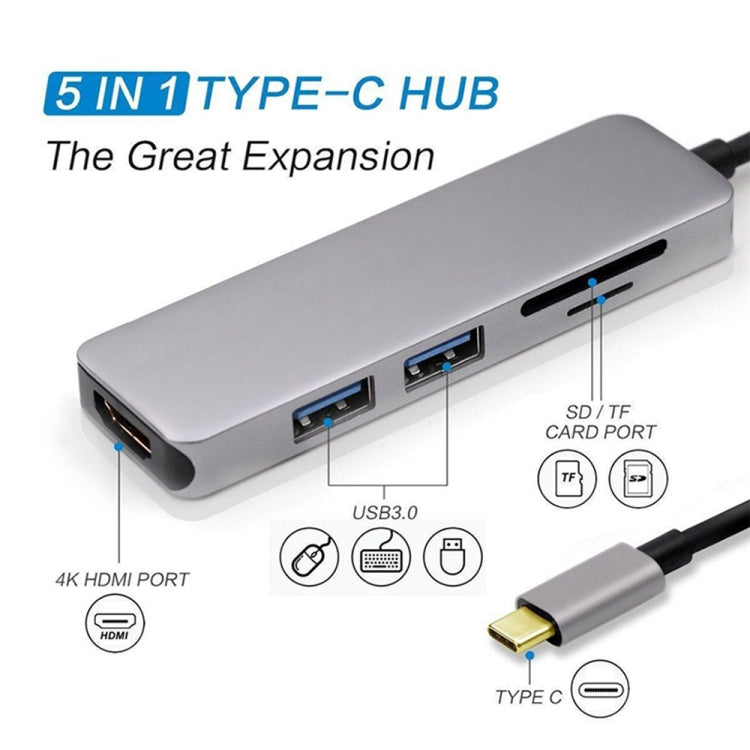 Type-C Type C Hub USB C USB3.1 Hub with HDMI 5 in 1 Combo Hub with 2 USB3.0 Ports SD TF Card Reader USB adapater