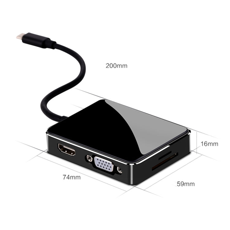 USB C to HDMI/VGA/USB 3.0 Hub Adapter, GOXMGO 7 in 1 USB C Hub Adapter with 3 USB 3.0 Port, SD TF Card Reader for 2016 2017 MacBook Pro, Type-C Devices