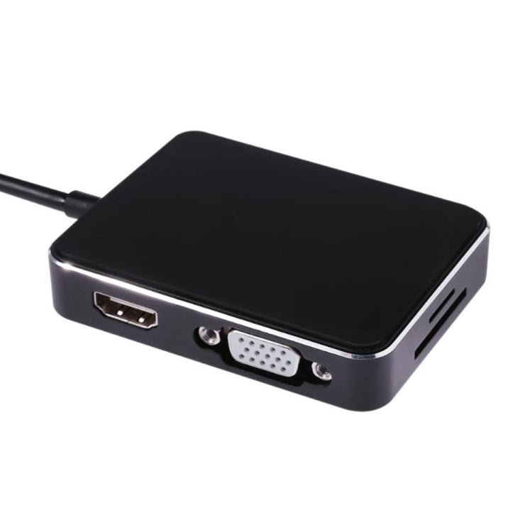 USB C to HDMI/VGA/USB 3.0 Hub Adapter, GOXMGO 7 in 1 USB C Hub Adapter with 3 USB 3.0 Port, SD TF Card Reader for 2016 2017 MacBook Pro, Type-C Devices