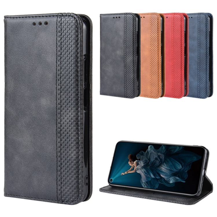 Magnetic Buckle Retro Crazy Horse Texture Horizontal Flip Leather Case for Huawei Honor 20,with Holder & Card Slots & Photo Frame