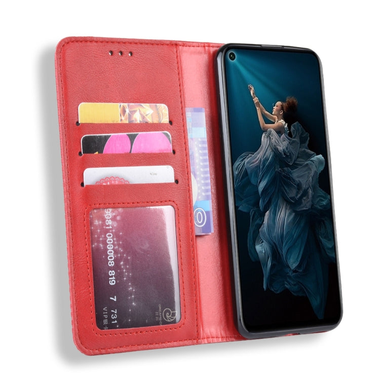 Magnetic Buckle Retro Crazy Horse Texture Horizontal Flip Leather Case for Huawei Honor 20,with Holder & Card Slots & Photo Frame
