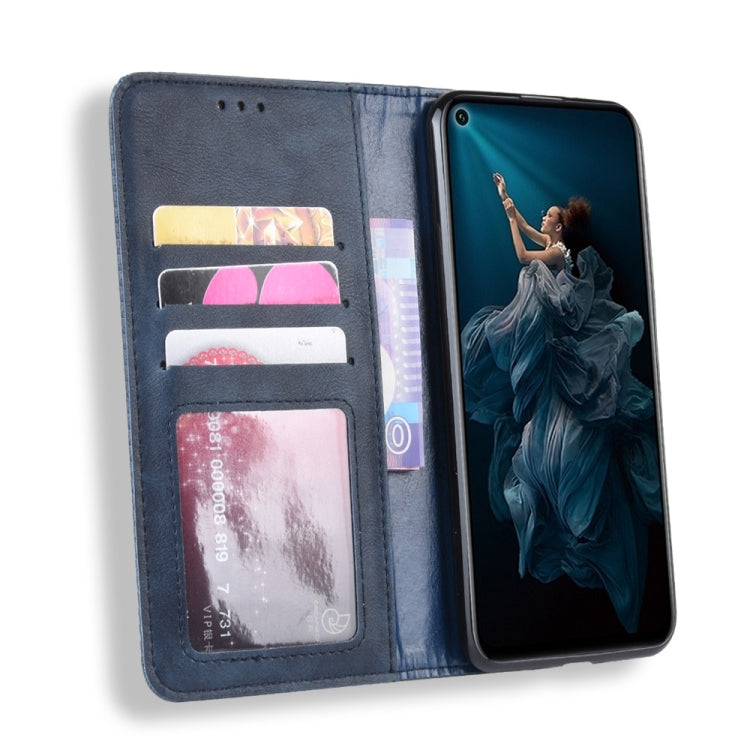 Magnetic Buckle Retro Crazy Horse Texture Horizontal Flip Leather Case for Huawei Honor 20,with Holder & Card Slots & Photo Frame