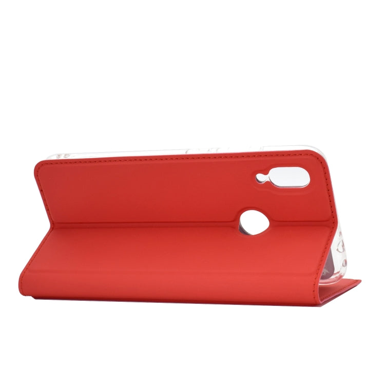 Ultra-thin Voltage Plain Magnetic Suction Card For Xiaomi Redmi Note 7 TPU+PU Mobile Phone Jacket with Chuck and Bracket.