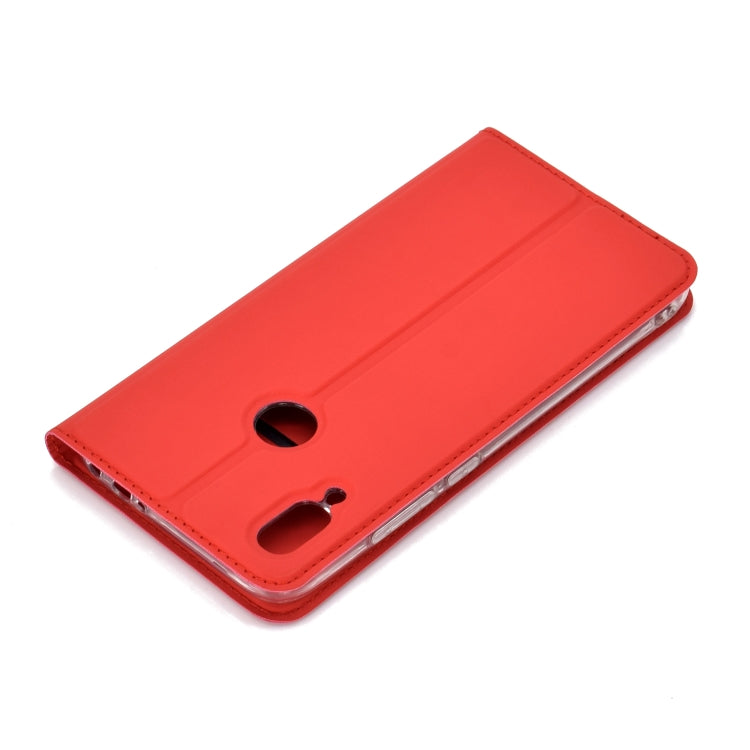 Ultra-thin Voltage Plain Magnetic Suction Card For Xiaomi Redmi Note 7 TPU+PU Mobile Phone Jacket with Chuck and Bracket.