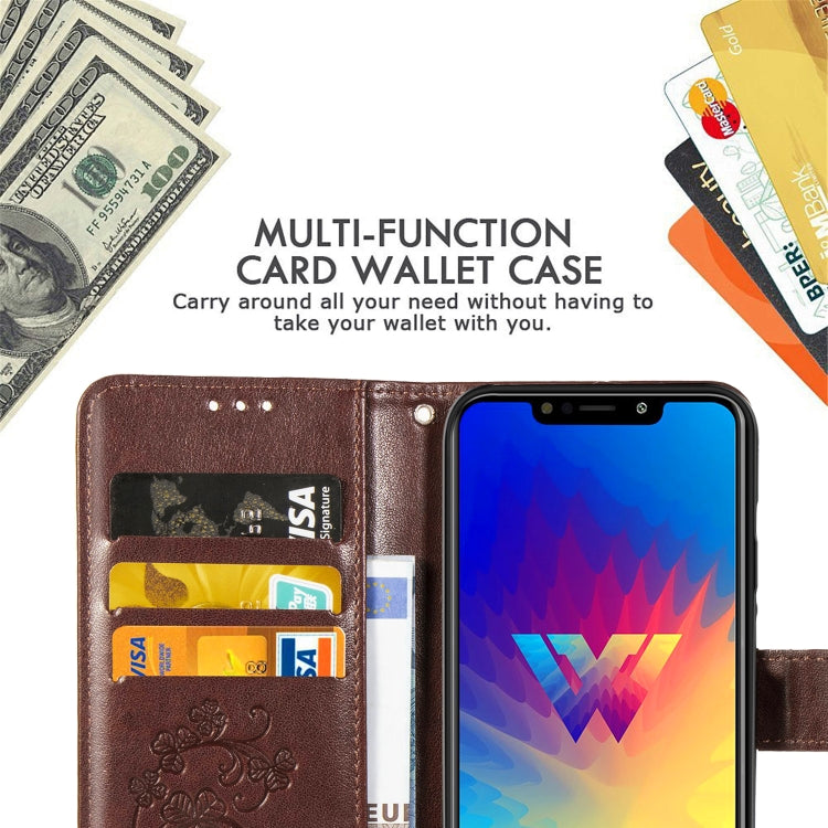 For LG W10 Lucky Clover Pressed Flowers Pattern Leather Case , with Holder & Card Slots & Wallet & Hand Strap