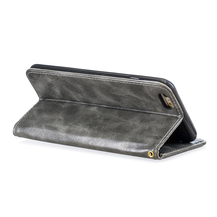 Copper Buckle Nappa Texture Horizontal Flip Leather Case for iPhone 6Plus / 6sPlus, with Holder & Card Slots & Wallet