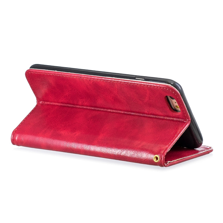 Copper Buckle Nappa Texture Horizontal Flip Leather Case for iPhone 6Plus / 6sPlus, with Holder & Card Slots & Wallet