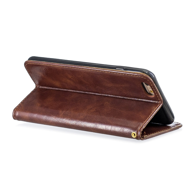 Copper Buckle Nappa Texture Horizontal Flip Leather Case for iPhone 6Plus / 6sPlus, with Holder & Card Slots & Wallet