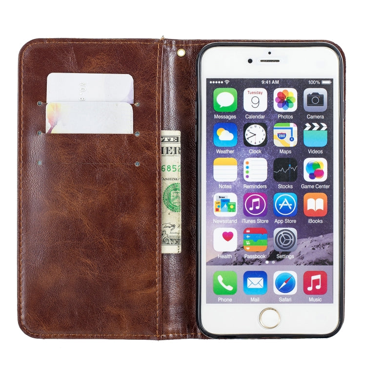 Copper Buckle Nappa Texture Horizontal Flip Leather Case for iPhone 6Plus / 6sPlus, with Holder & Card Slots & Wallet