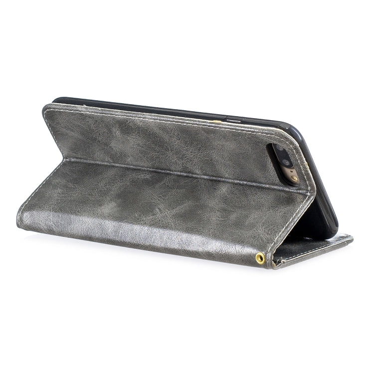 Copper Buckle Nappa Texture Horizontal Flip Leather Case for iPhone 7Plus / 8Plus, with Holder & Card Slots & Wallet