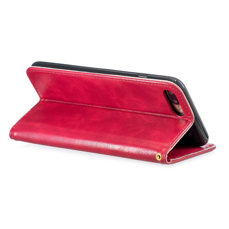 Copper Buckle Nappa Texture Horizontal Flip Leather Case for iPhone 7Plus / 8Plus, with Holder & Card Slots & Wallet