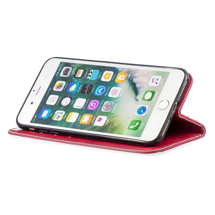 Copper Buckle Nappa Texture Horizontal Flip Leather Case for iPhone 7Plus / 8Plus, with Holder & Card Slots & Wallet