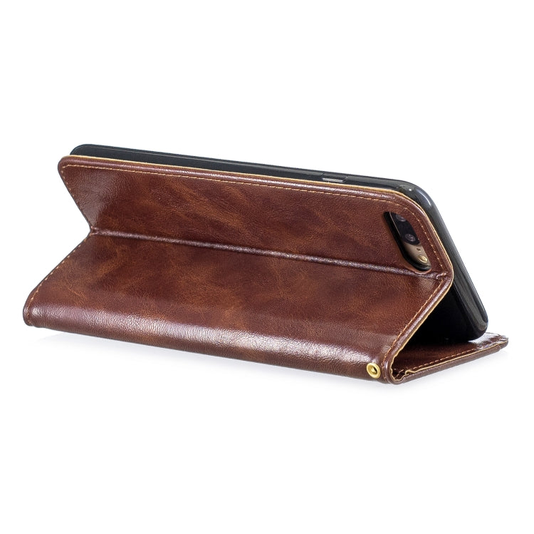 Copper Buckle Nappa Texture Horizontal Flip Leather Case for iPhone 7Plus / 8Plus, with Holder & Card Slots & Wallet