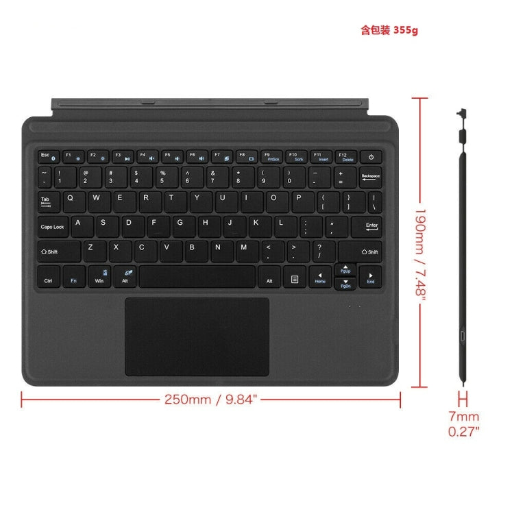 1087A Magnetic Charging Bluetooth V3.0 Keyboard Super Fiber Fabric Tablet Case for Microsoft Surface GO 10 Inch(Black)