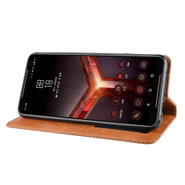 Magnetic Buckle Retro Crazy Horse Texture Horizontal Flip Leather Case for Asus ROG Phone II ZS660KL ,with Holder & Card Slots & Photo Frame