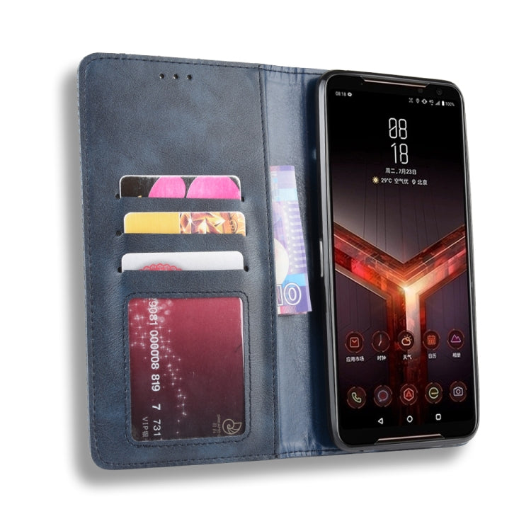 Magnetic Buckle Retro Crazy Horse Texture Horizontal Flip Leather Case for Asus ROG Phone II ZS660KL ,with Holder & Card Slots & Photo Frame
