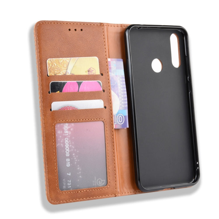 Magnetic Buckle Retro Crazy Horse Texture Horizontal Flip Leather Case for LG W30,with Holder & Card Slots & Photo Frame