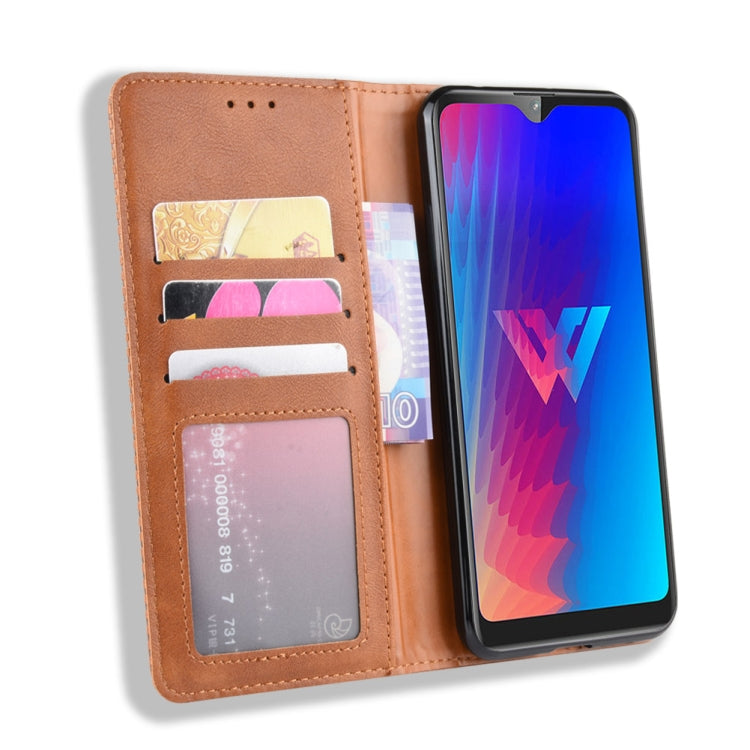Magnetic Buckle Retro Crazy Horse Texture Horizontal Flip Leather Case for LG W30,with Holder & Card Slots & Photo Frame