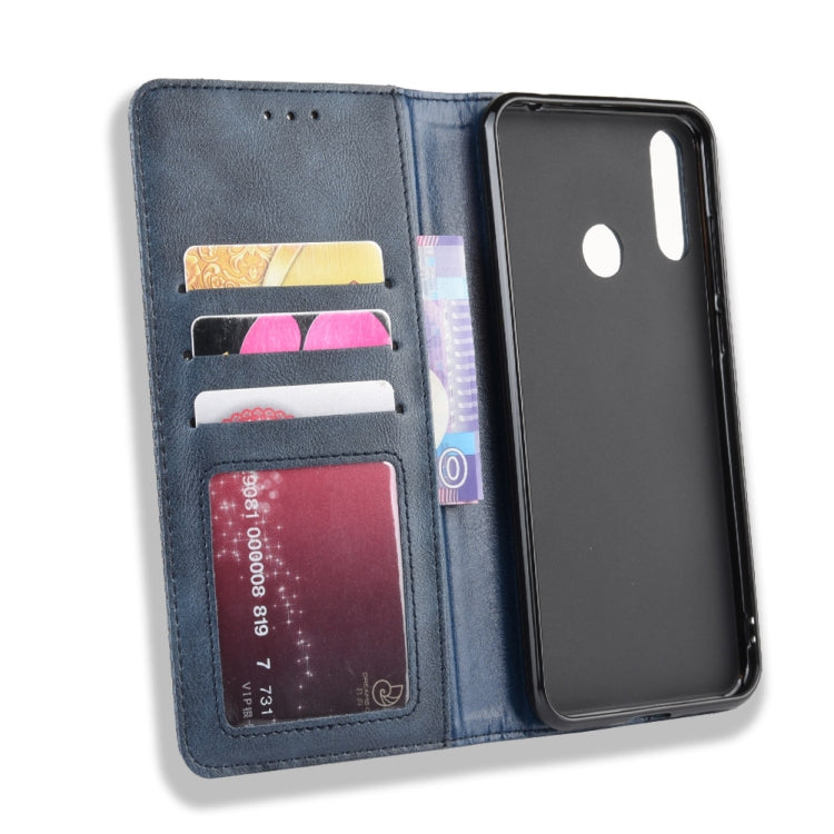 Magnetic Buckle Retro Crazy Horse Texture Horizontal Flip Leather Case for LG W30,with Holder & Card Slots & Photo Frame