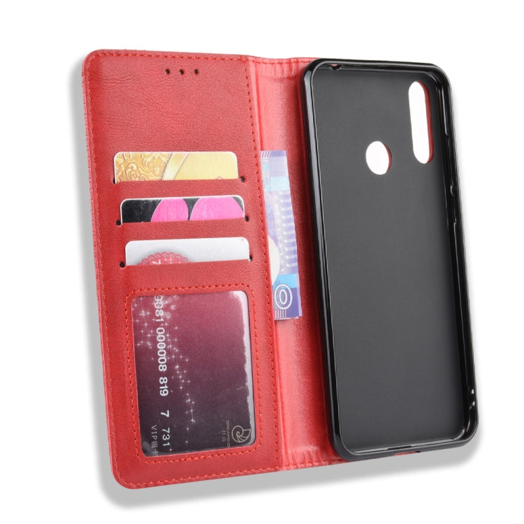 Magnetic Buckle Retro Crazy Horse Texture Horizontal Flip Leather Case for LG W30,with Holder & Card Slots & Photo Frame